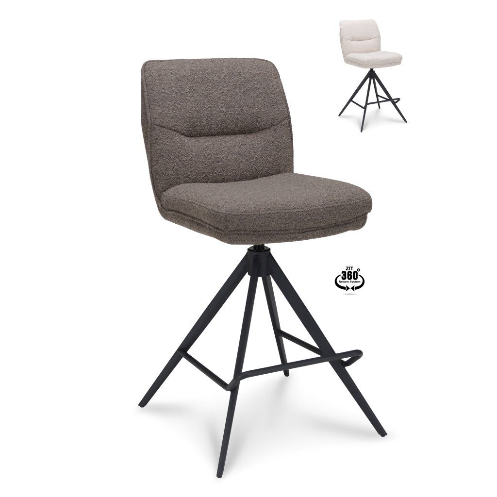 Barová židle Bliss - ZH 65   Stof Alpine Brown 15 Leg Black 360° Return-system (Color Brown 15)