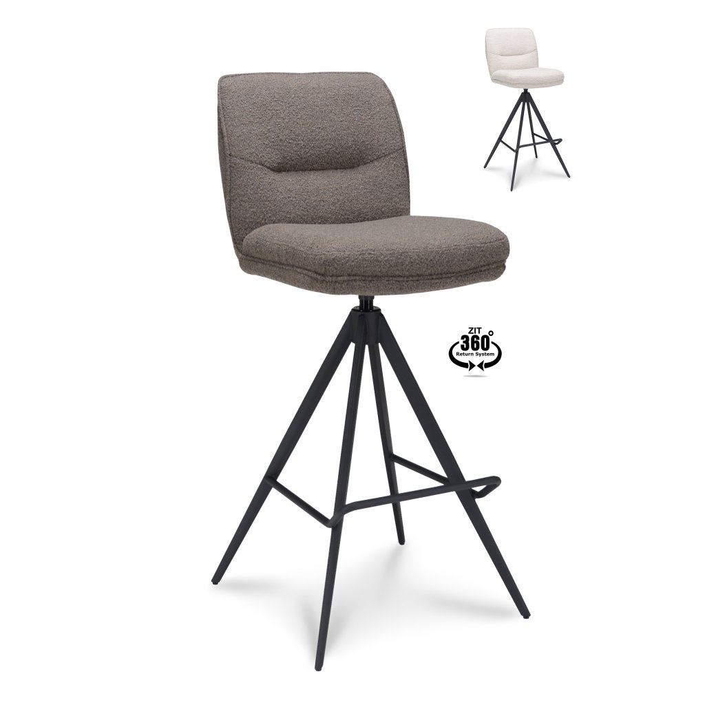 Barová židle Bliss - ZH 80   Stof Alpine Natural 01 Leg Black 360° Return-system (Color Natural 01)