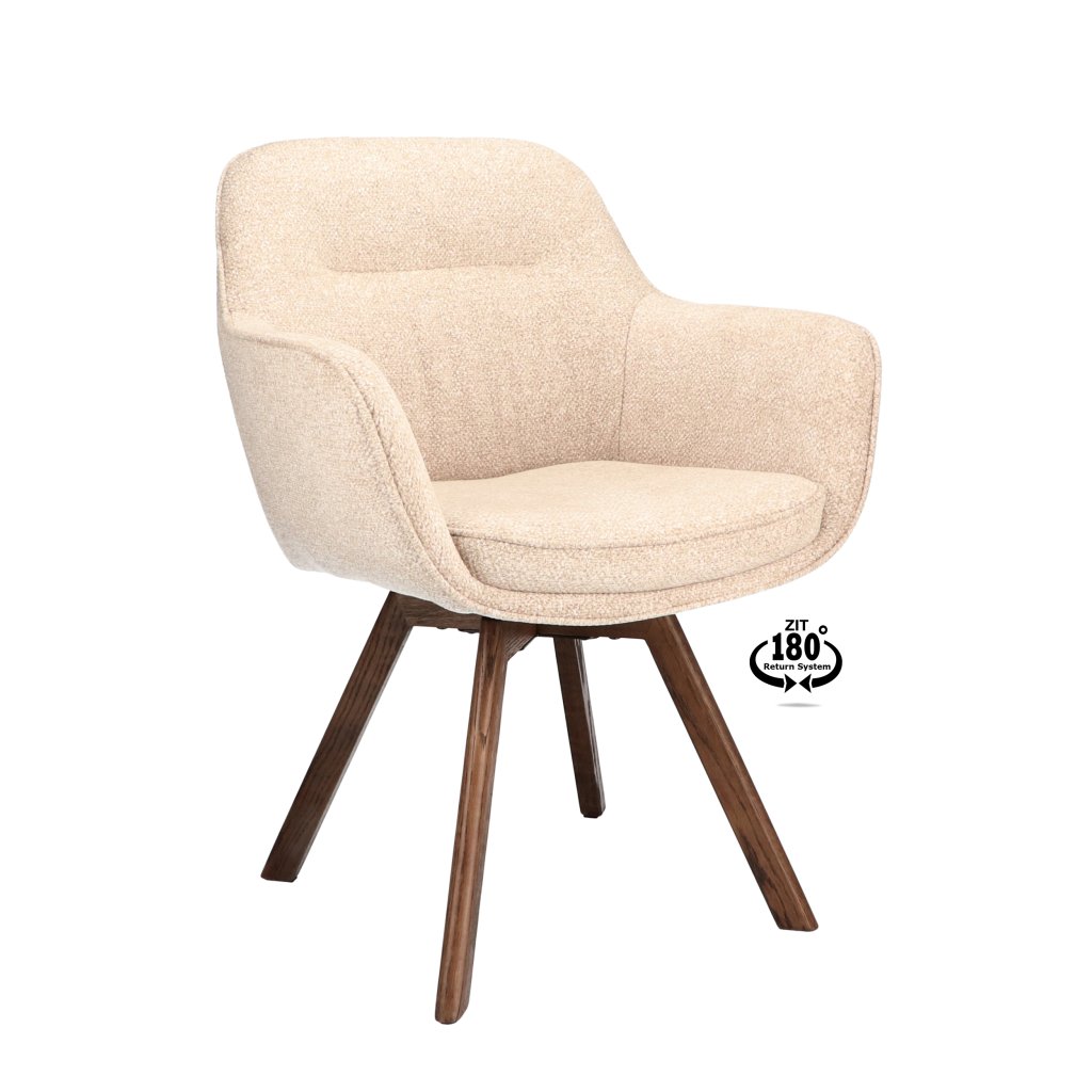 Židle s područkami Viborg Stof Leo 26 Sand Leg Oak Dark Brown 180° Return-system (Color 26 Sand)