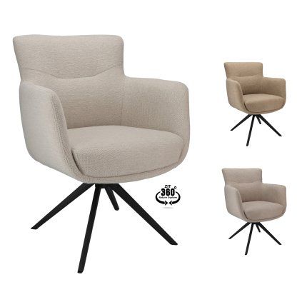 Židle s područkami Monet Stof Gear  Natural 01 Leg Black 360° Return-system (Color Natural 01)