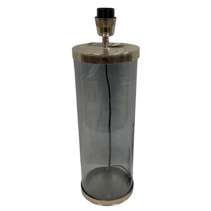 Lampa se skleněnou podstavou v podobě elegantního válce.