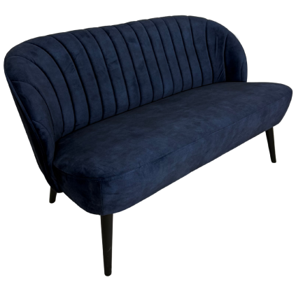 Designová lavice Bardot v sametové látce Adore Indigo. Tmavě modrý odstín dodá interiéru sofistikovanost a klidnou eleganci.