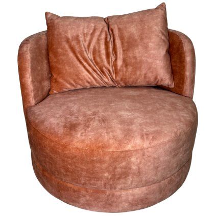 Elegantní kulaté křeslo v sametově hebké látce Adore Blossom. Ideální pro chvíle odpočinku s nádechem luxusu a jemnosti.
