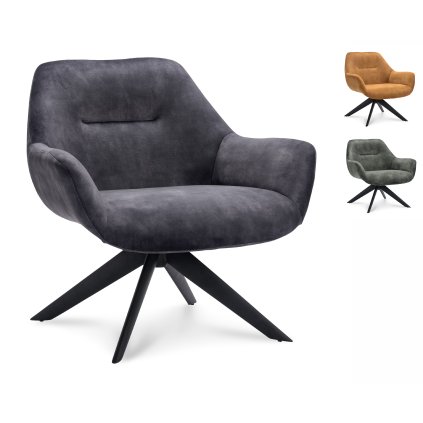 Křeslo Vegas Stof Adore  Anthracite 67 Leg Black (Color Anthracite 67)