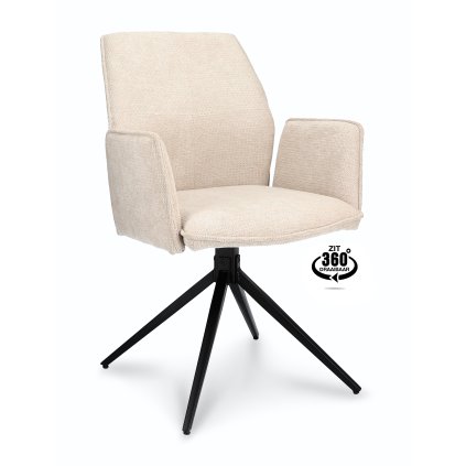 Židle s područkami Harley Stof Mito Natural 01 Spinpoot Zwart 360° Draaibaar (Color Natural 01)