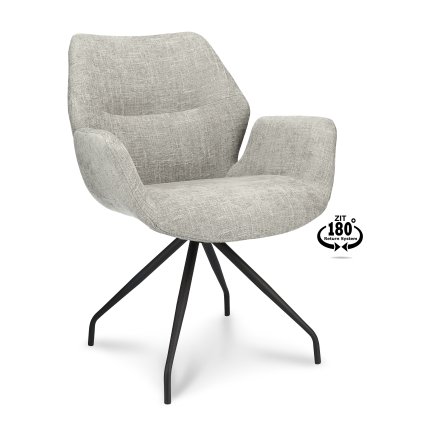 Židle s područkami Valley Stof Miami  Taupe 12 Spider Leg Black 180° Return-system (Color Taupe 12)