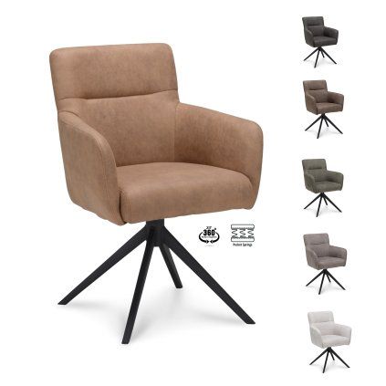 Židle s područkami Maeve Stof Cowboy 104 Grey Leg Black 360° Return-system (Color 104 Grey)