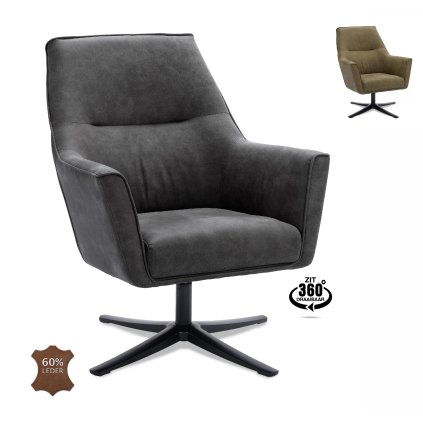 Křeslo Bronco otočné zwart Microleder Bull Graphite 66 (Color Graphite 66)