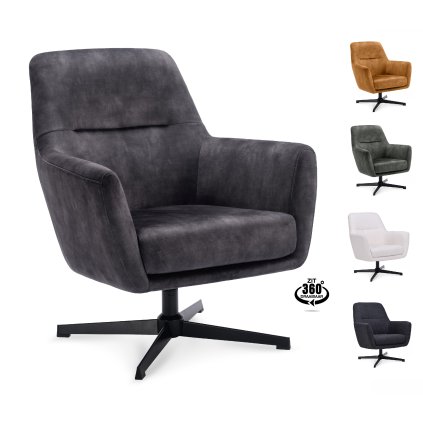Křeslo Edge Stof Alpine Onyx 169 otočné Zwart (Color Onyx 169)