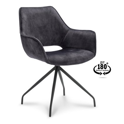 Židle s područkami Nova (Return-System) Stof Adore  Anthracite 67 Leg Black (Color Anthracite 67)