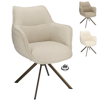 Židle s područkami Mio (Rhythm) Stof Rhythm Ecru 102 Leg Bronze 360° Return-system (Color Ecru 102)