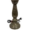 Indická dřevěná lampa s jemným vertikálním reliéfem a jedinečnou patinou.